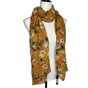 Love & Lore Floral Mustard Wool Scarf NWT